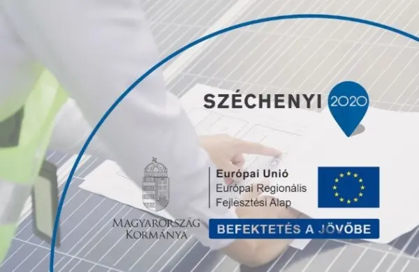 Napelemek és a Széchenyi 2020 logó