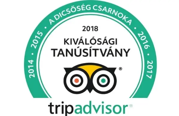 Tripadvisor Kiválósági Tanúsítvány 2014–2018 embléma